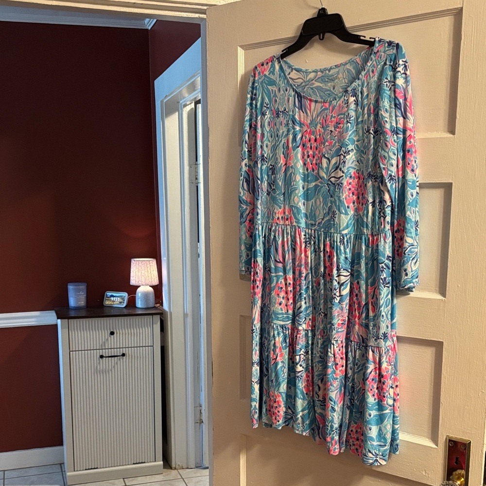 Lilly Pulitzer Vibrant Blue and Pink Long Sleeve Dress